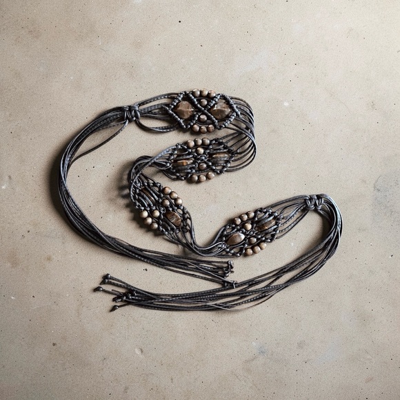 💥2 for 1💥 Elegant Beaded Macrame Boho Belt - Picture 2 of 5